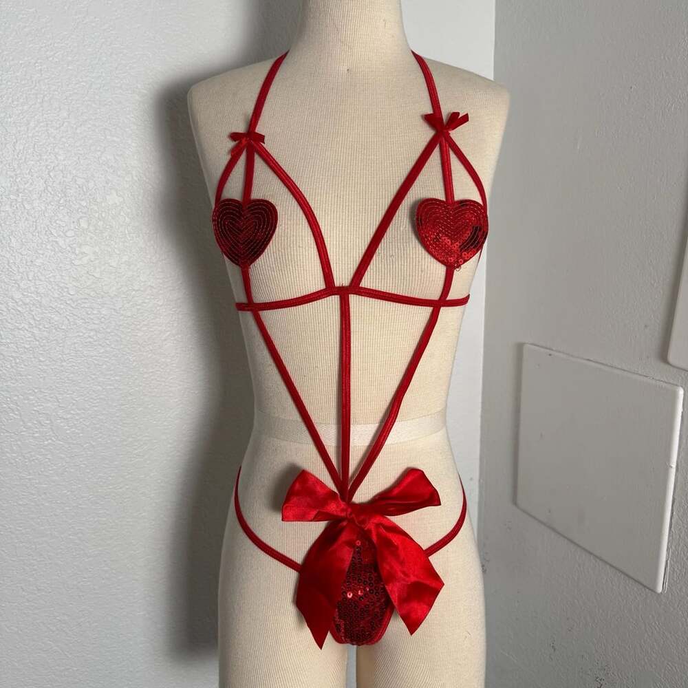 Red Sequin Heart Lingerie